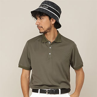 【Men's／吸水速乾／UVカット／接触冷感】立体ロゴ半袖ポロシャツ