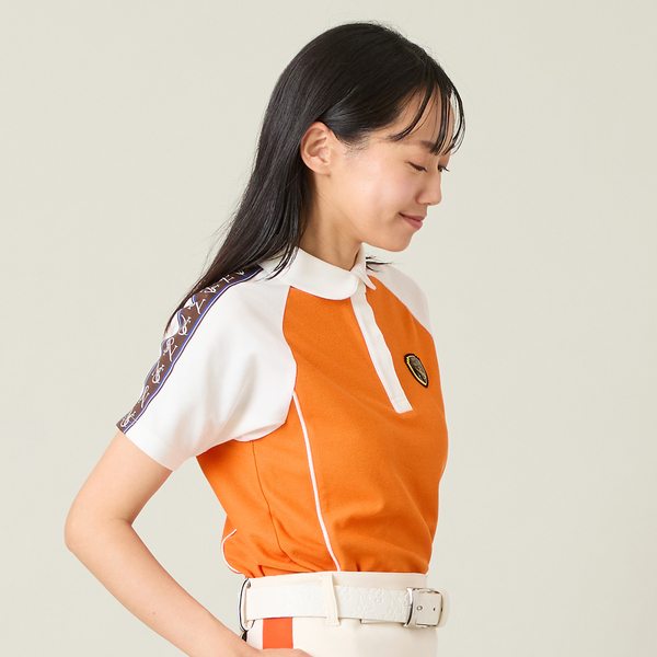 【レディース】配色半袖ポロシャツ