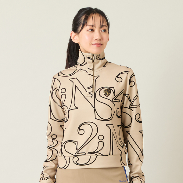 【レディース】フロッキープリントハイネックカットソー