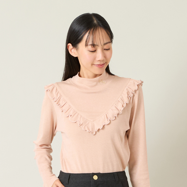 【レディース】ラメ入り長袖モックネックインナー