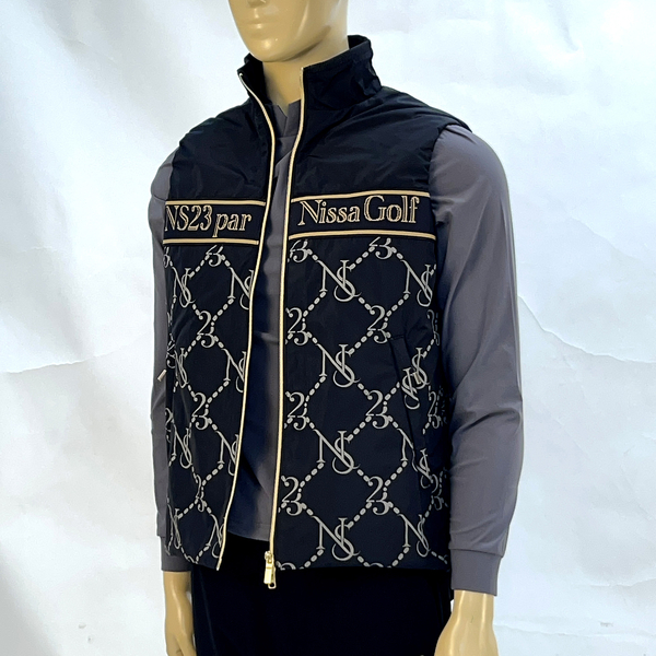 【メンズ】モノグラムプリント中綿ベスト