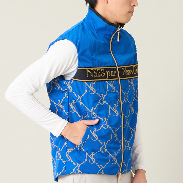 【メンズ】モノグラムプリント中綿ベスト