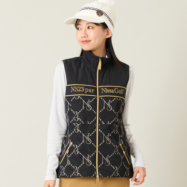 【レディース】モノグラム柄中綿ベスト