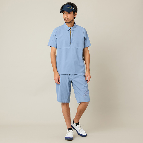 【Men's】【接触冷感／UVカット／撥水】ハーフZIPシャツ	