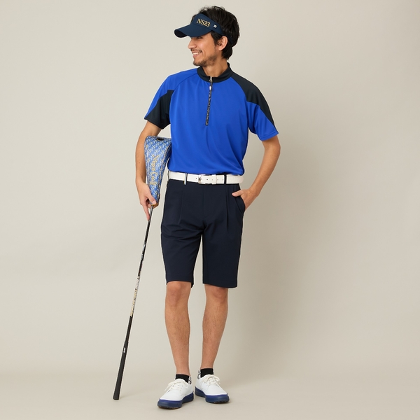 【Men's】【吸湿速乾／UVカット】アシンメトリーモックネック