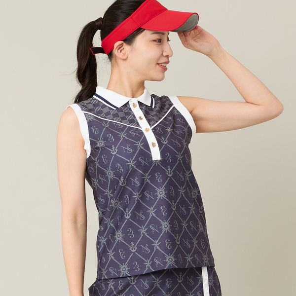【Women's】【セットアップ可】マリーンプリントノースリーブ