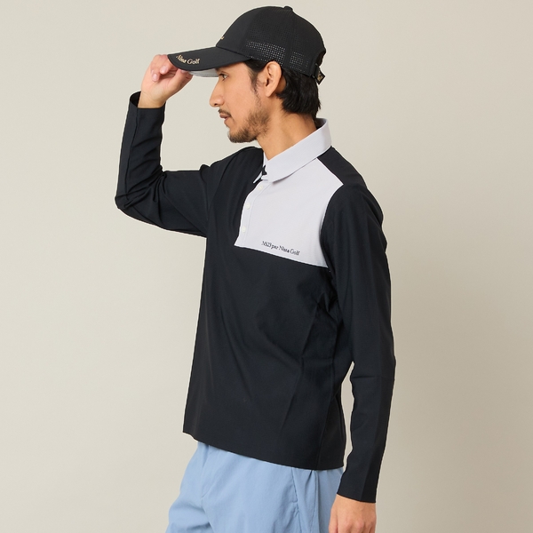 【Men's】カラーブロック長袖ポロ