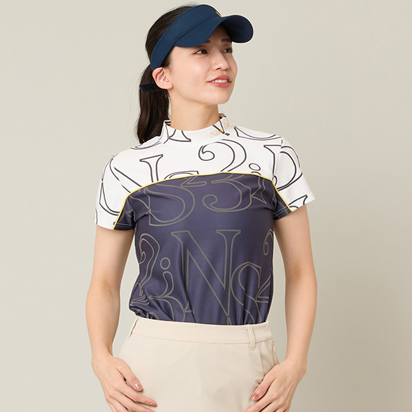 【Women's】【接触冷感／吸湿速乾】プリントモックネック