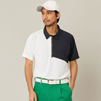 【Men's】【吸湿速乾／UVカット】アシンメトリーメッシュポロ
