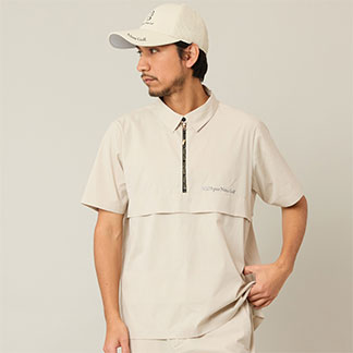【Men's】【セットアップ可】【接触冷感／UVカット／撥水】ハーフZIPシャツ