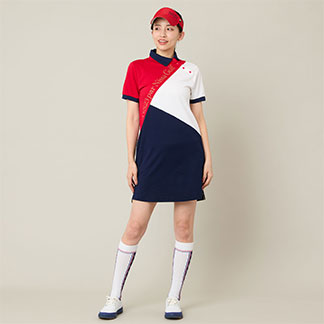 【Women's】【吸水速乾】マリーンフラッグポロワンピース