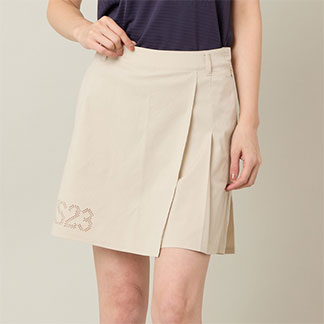 【Women's】【接触冷感／UVカット／撥水】ストレッチプリーツキュロット