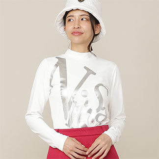 【Women's】ロゴプリントモックネック