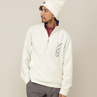 【Men's】膨れJQ ハーフZIPモック