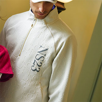 【Men's】膨れJQ ハーフZIPモック