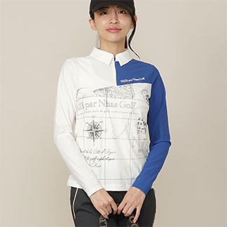 【Women's】地図プリントジャージーシャツ